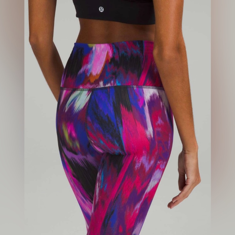 New! Lululemon Wunder Train High-Rise Crop 28” Digital Current Pink Multi - Picture 4 of 6